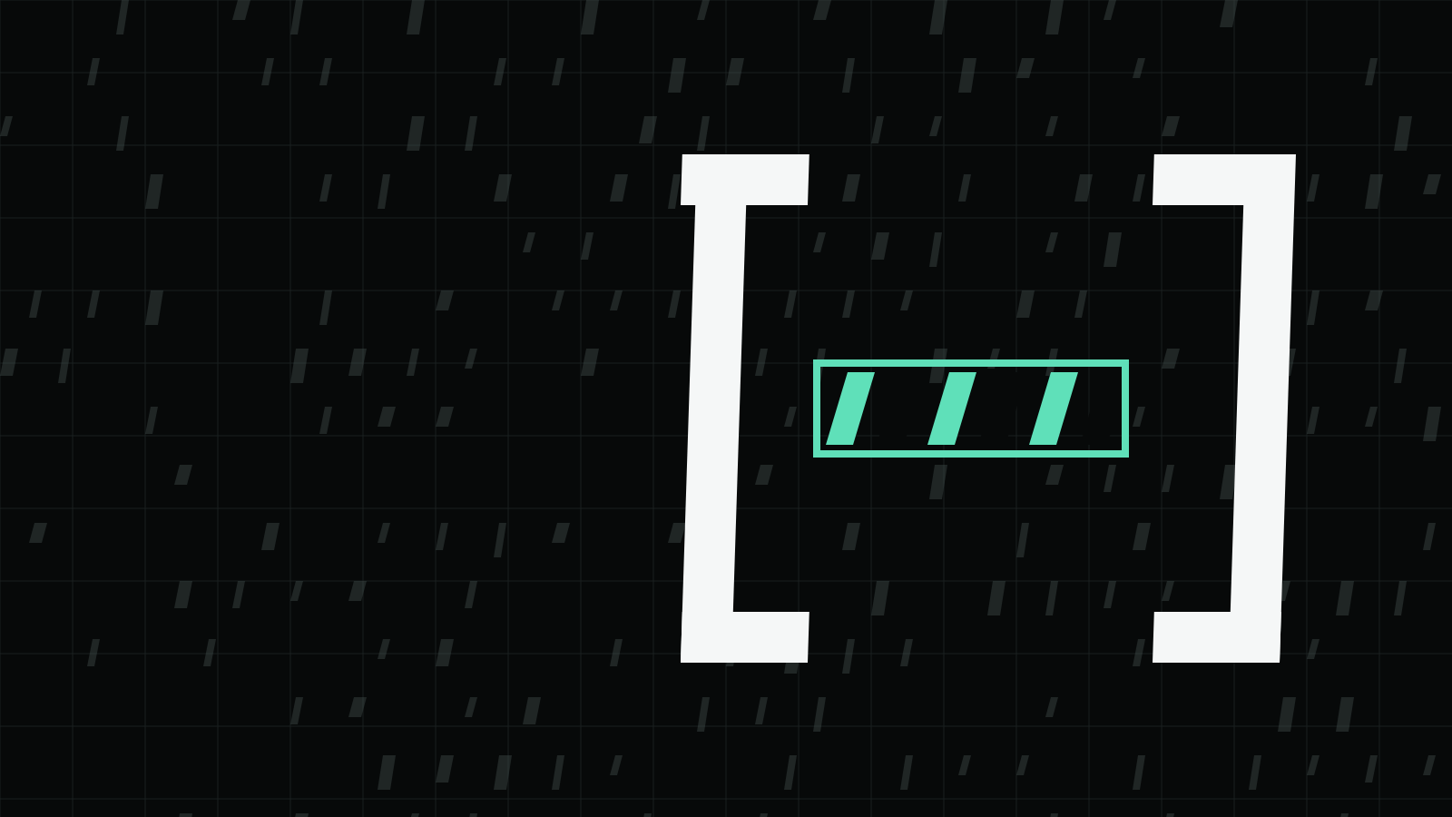 Square brackets around a mint-striped warning band
