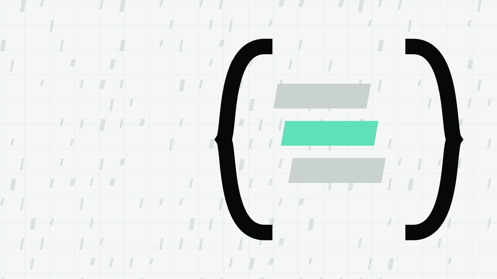 Curly braces around three stacked bars, the middle one mint
