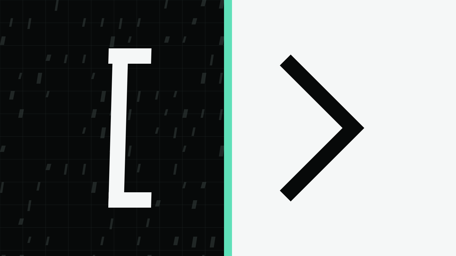 Two bracket shapes facing each other across a mint dividing line