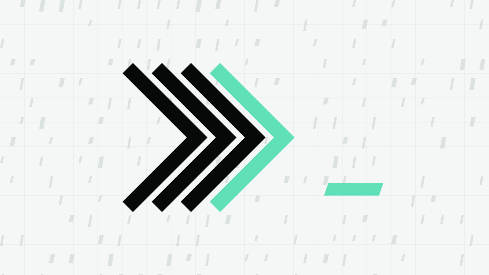 A row of chevrons ending in a mint chevron and a cursor bar