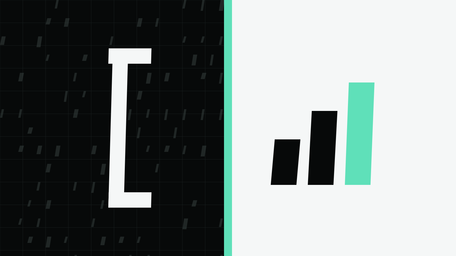 Two bracket shapes facing each other across a mint dividing line