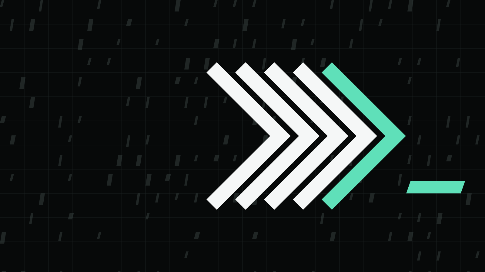 A row of chevrons ending in a mint chevron and a cursor bar